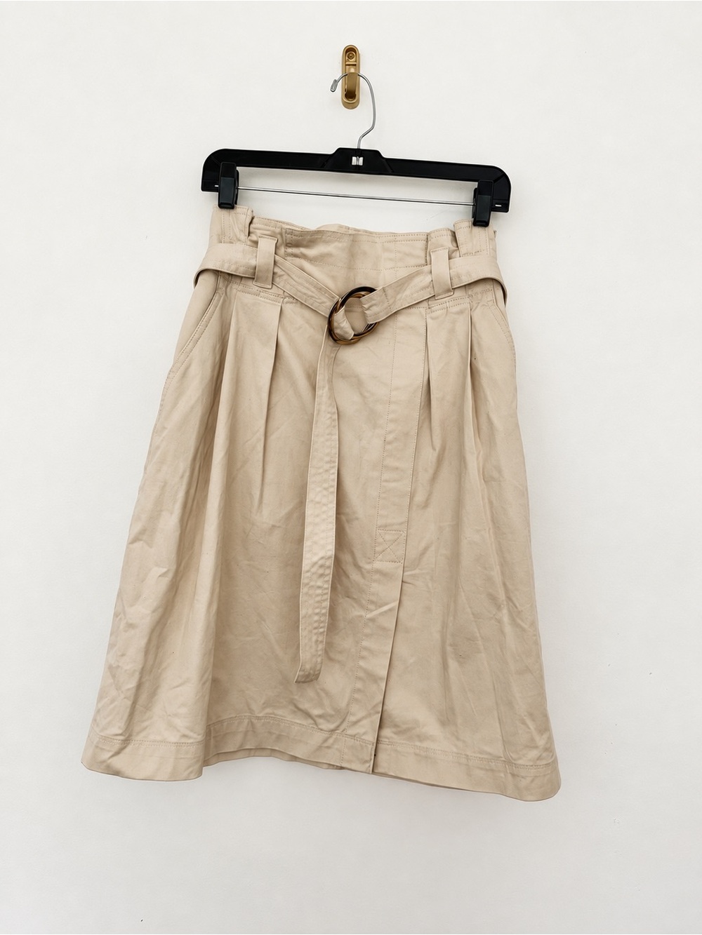 Banana Republic Beige Paperbag Waist A-Line Skirt with Ring Belt